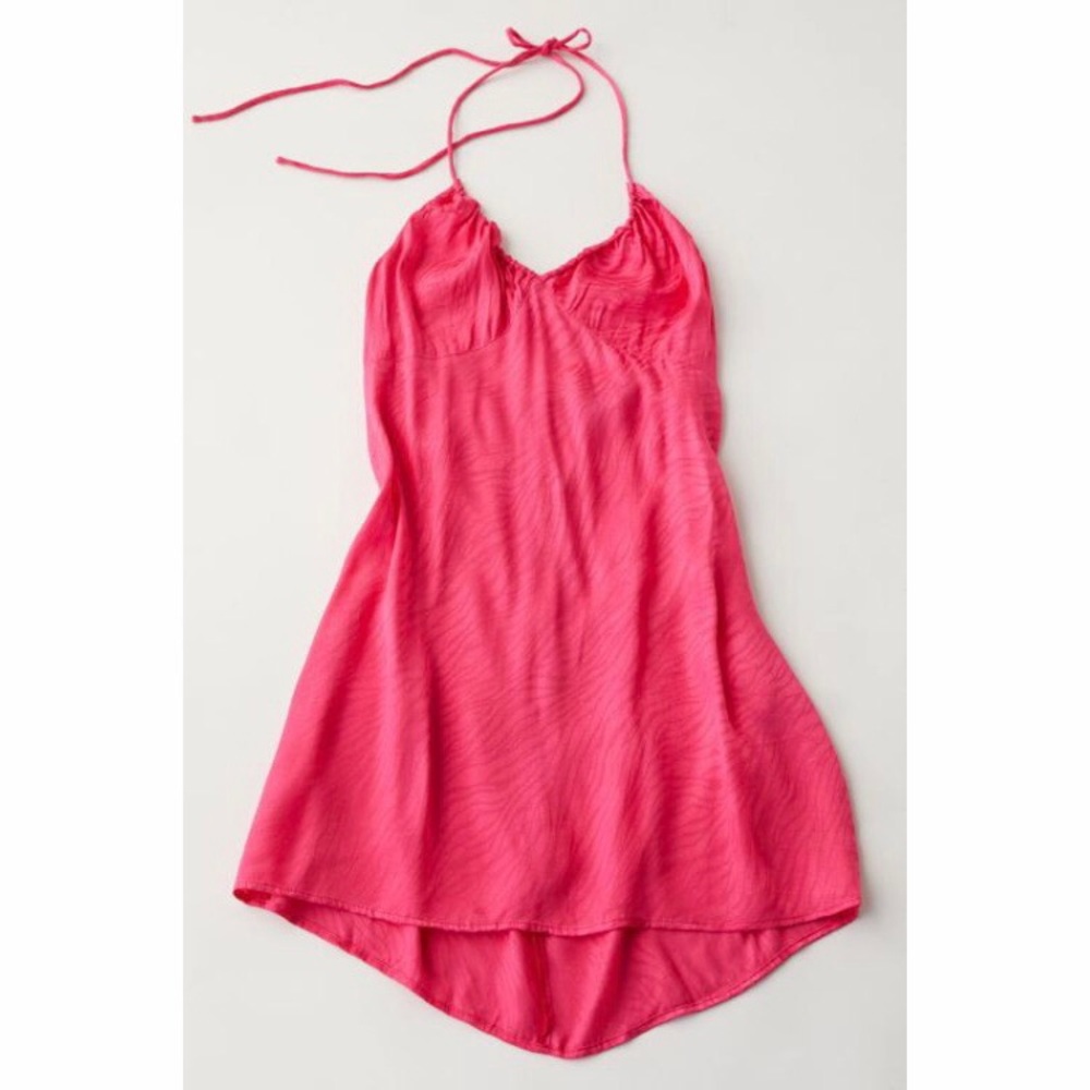 Motel Satin Zebra Halter Slip Dress